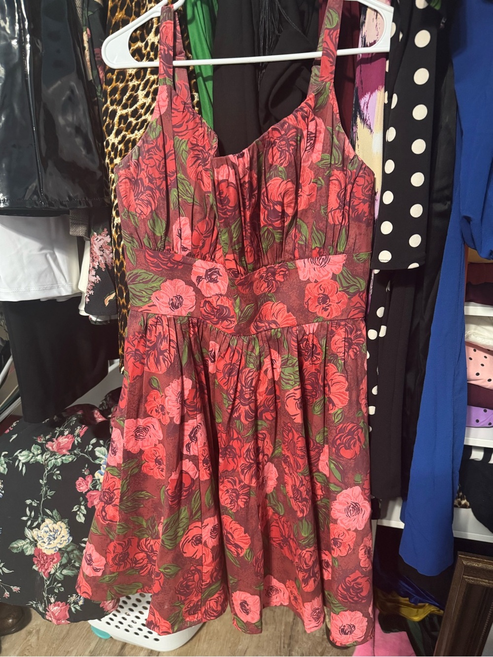 Vixen by Micheline Pitt Red Floral Fit-and-Flare Dress